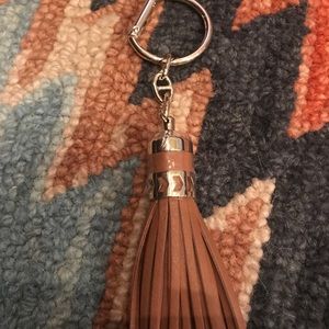 Stella & Dot Brown Leather Tassel Bag Charm.